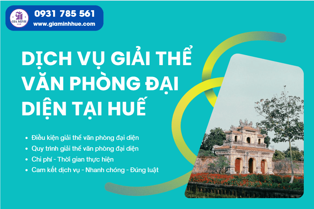 Dịch vụ giải thể văn phòng đại diện tại Huế – Nhanh gọn, đúng luật, không phát sinh rủi ro 2 Dịch vụ giải thể văn phòng đại diện tại Huế trọn gói, hỗ trợ hồ sơ và nộp Sở KH&ĐT đúng quy định.